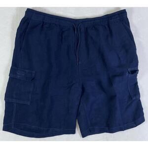 Cubavera Mens Linen Blend Shorts 36 Flat Front Zip Fly Stretch Casual Blue EUC